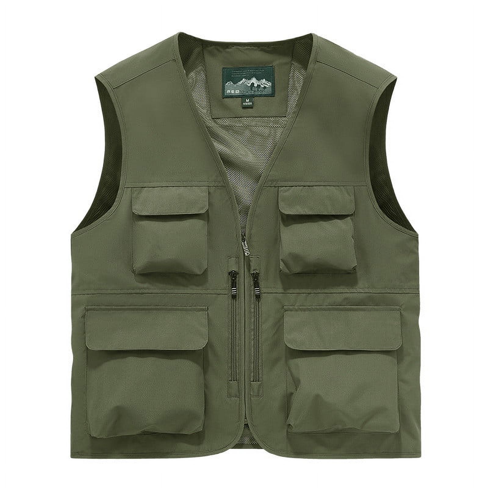 Men's Fishing Vest Utility Zipper V Neck Outdoor Work Safari Vest with Multi Pockets Casual Lightweight Travel Photo Cargo Vest Jacket